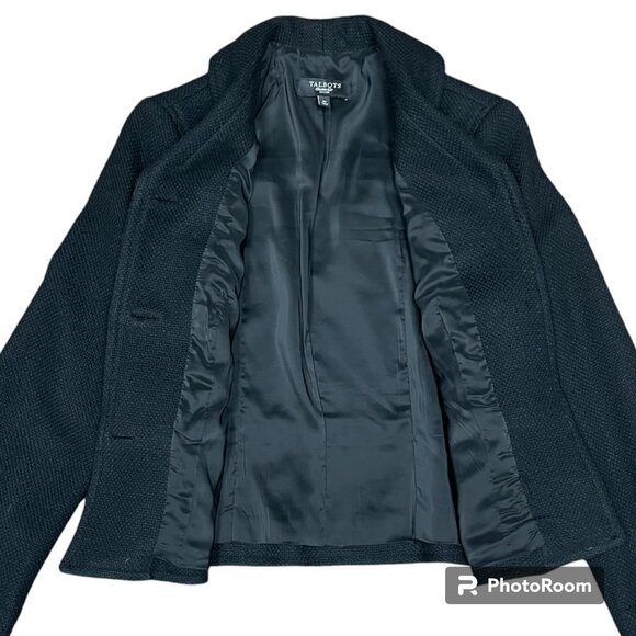 Women's TALBOTS Wool Blend Woven Blazer Black- Size 8P‎ - Picture 3 of 8